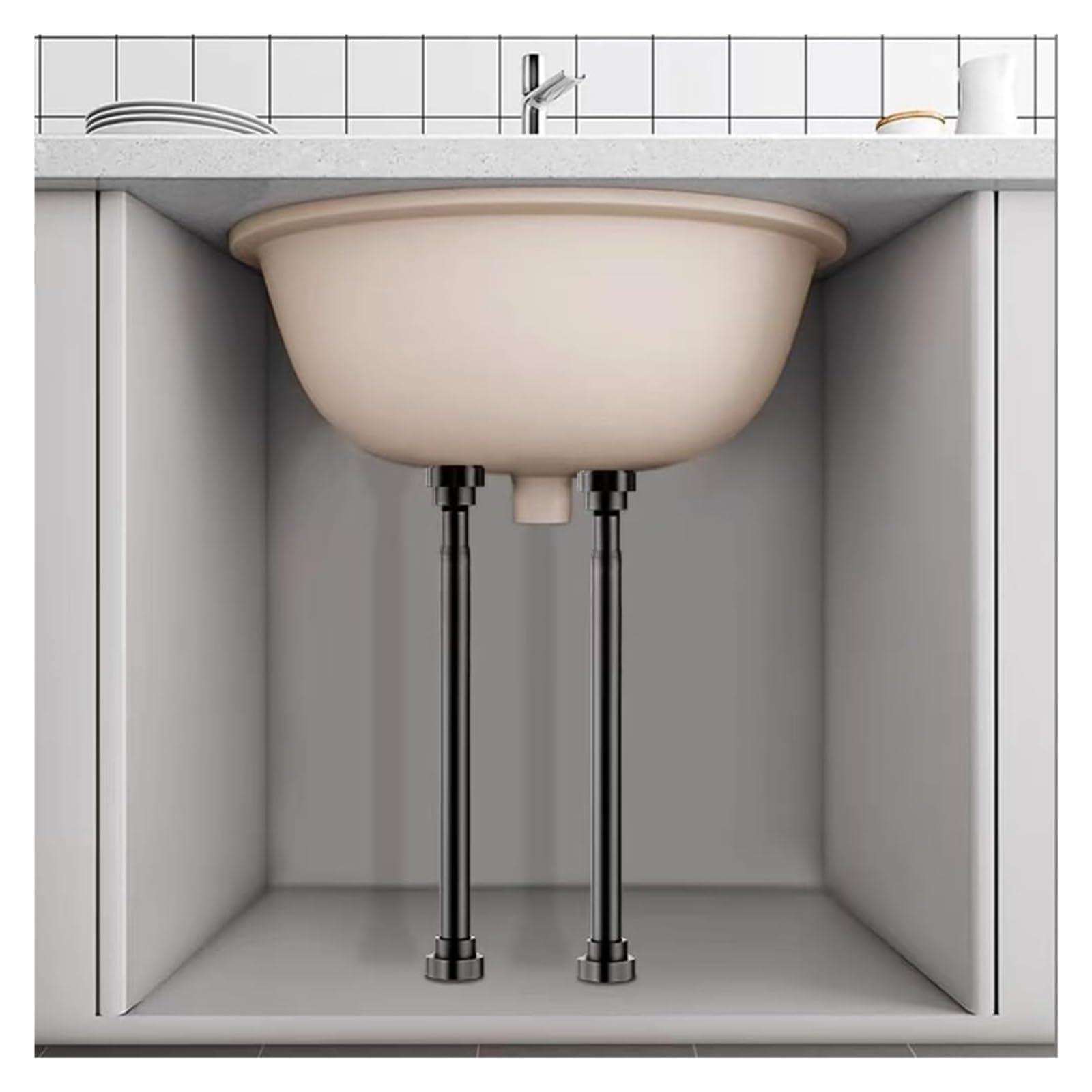 pręt podtrzymujący do zlewu podblatowego, 2 szt. wsporników do zlewu, nóżek ze stali nierdzewnej(Height 40 55cm)
