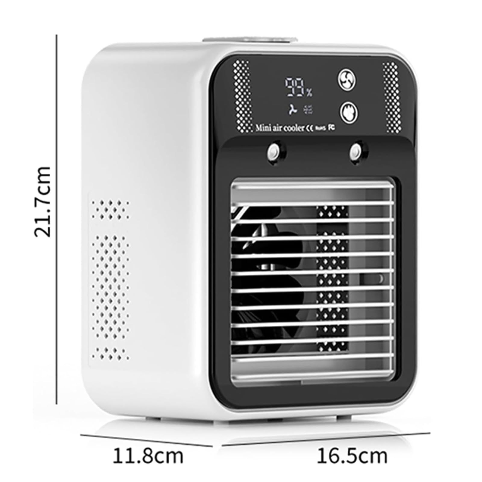 Rafraîchisseur D'air Par évaporation Portable Avec Réservoir D'eau De 500 Ml, 3 Modes De Refroidissement, Fonction Humidificateur Et Brumisation, Ventilateur De Bureau Rechargeable Pour La Maison