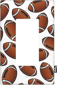 Decorative American Rugby 1-Gang Single Rocker Wall Plate, Sports Rugby Ball Theme Light Switch Cover Plates 4.5"x 2.76" for Men Teen Boys Bedroom Bathroom