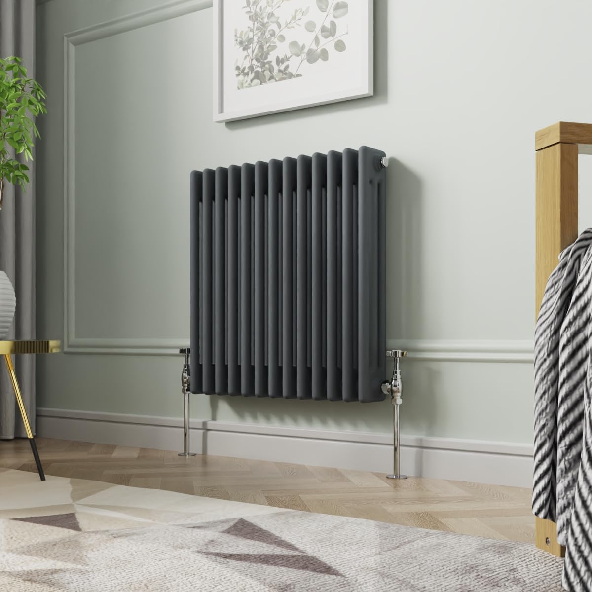 Nrg Anthracite 600 X 605Mm Horizontal Cast Iron Radiator Triple Panel
