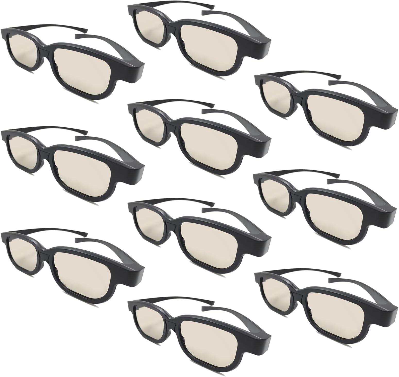 Reald 3D Glasses, Circular Polarized Non-Flashing Passive 3D Movie Glasses for Reald Format Cinema/Passive Polarized 3D TV Projector - 3D Glasses That Supports 3D TV and Cinema (10pcs)