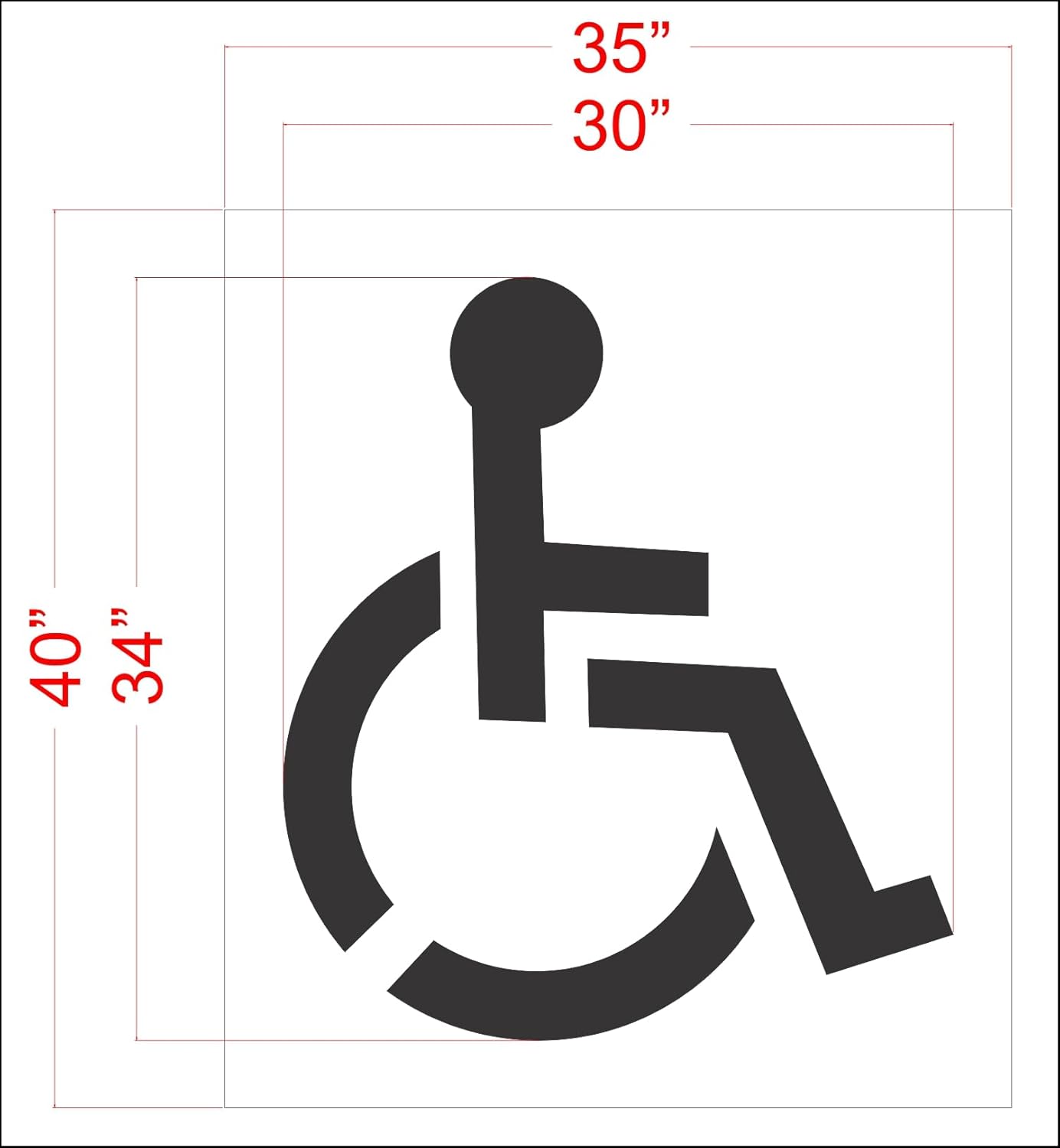 34" Handicap Stencil - 1/16" (.063") Light-Duty LDPE