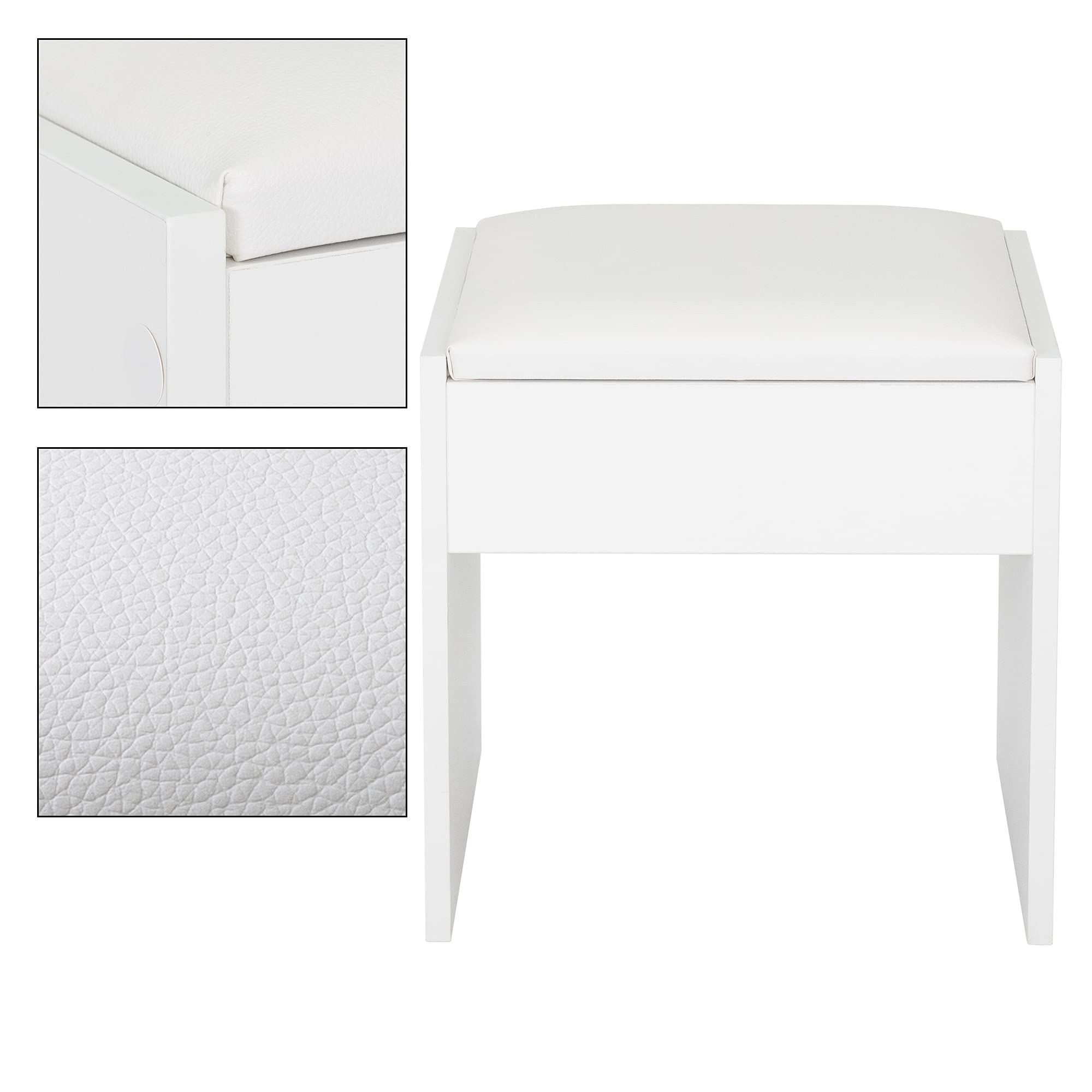 ECD Germany Kaptafel kruk, wit, 40x36x41 cm, edele en elegante uitstraling, hoog zitcomfort ECD Germany Kaptafel kruk, wit, 40x36x41 cm, edele en elegante uitstraling, hoog zitcomfort