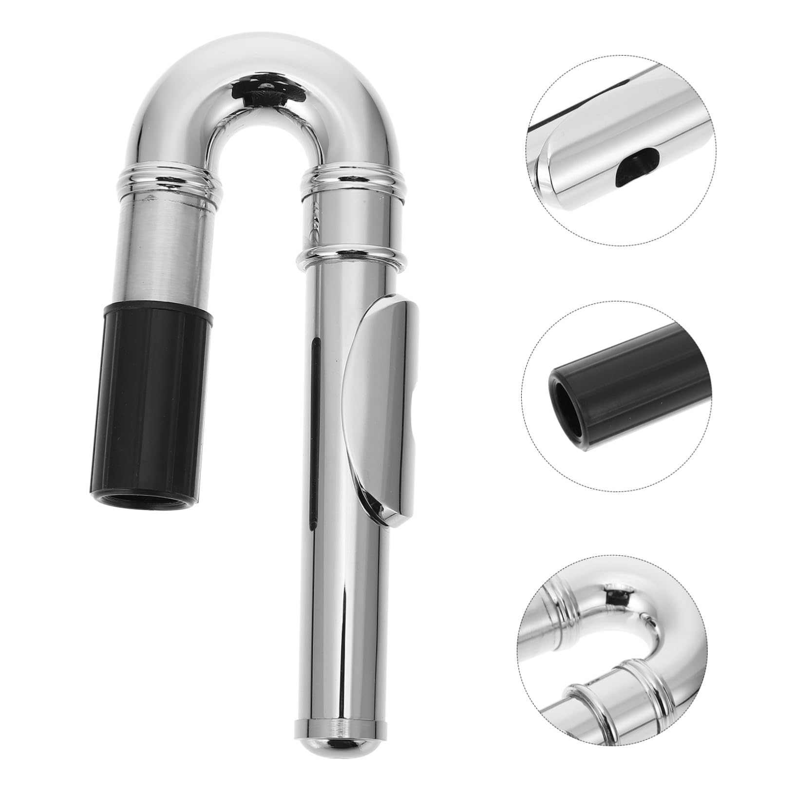 Boquilla Para Flauta Travesera Niquelada Accesorio De Reemplazo Práctico Y Fácil Instalación Para Flautas Escolares Y Profesionales 5.90X2.51X0.86 Pulgadas