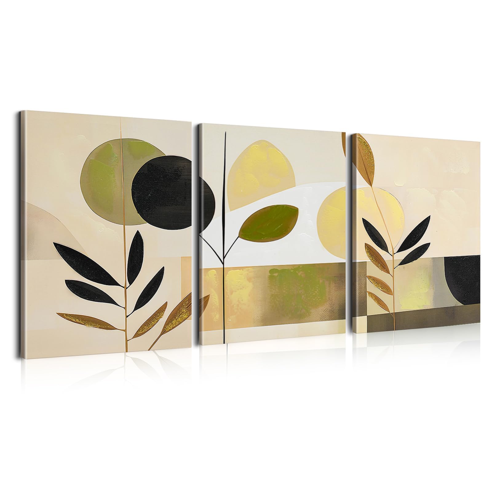 DFZEWKI Geometric Poster, Abstract Pictures of Flowers and Plants, Poster for Living Room, Wall Decoration, Frameless(80x110cm(31x43in) x3/No frame)