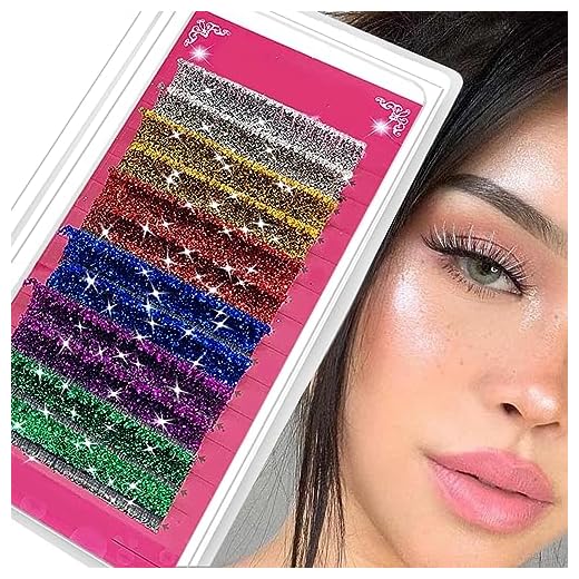 Colored Glitter Lash Extensions Gorvalin 6 Color False Lashes for Eyelash Extensions D Curl Cosplay Eye Lashes Makeup with Color Lash Extensions Supplies for Party Makeup(15 mm)