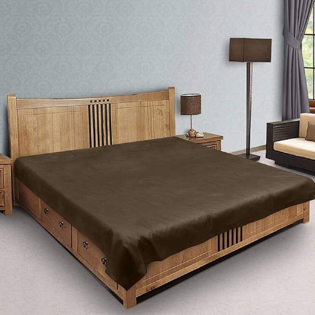 SHAVIN PVC Plastic Mattress Protector Cover for Double Bed Waterproof Baby Bed Mattress Protecting Bed Sheet (Pack of 1, Coffee)-image-1