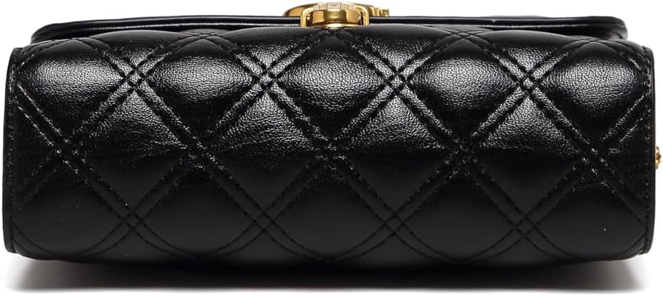 Women's small quilted crossbody bag, shoulder bag, with gold chain strap, mini top handle flip wallet - Image 3