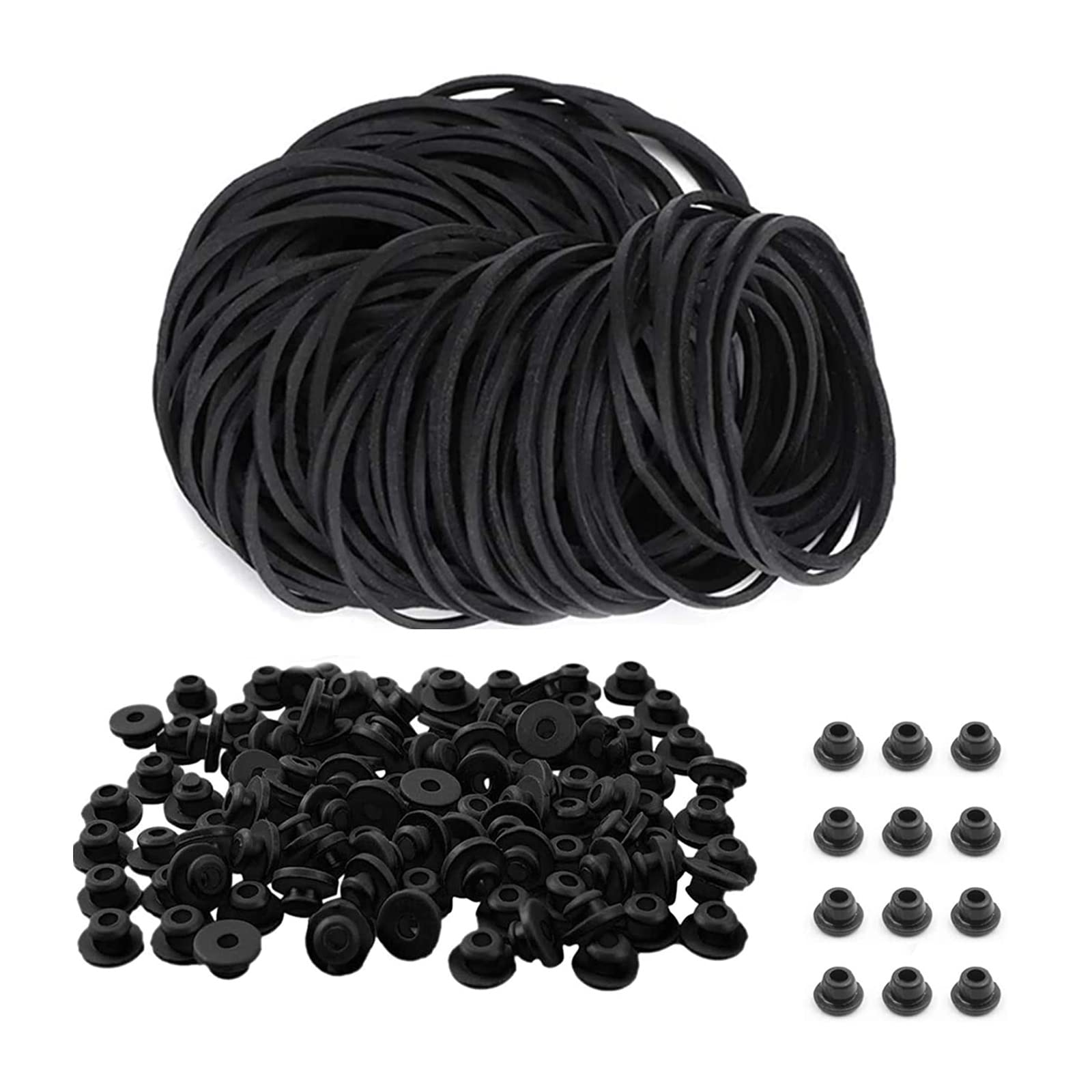 400pcs Rubber Bands and Grommets Nipples - Usiriy 200pcs Grommet Nipples and 200pcs Rubber Bands Elastic Rubber Loops Grommets Machine Parts Supplies for Artists and Beginners