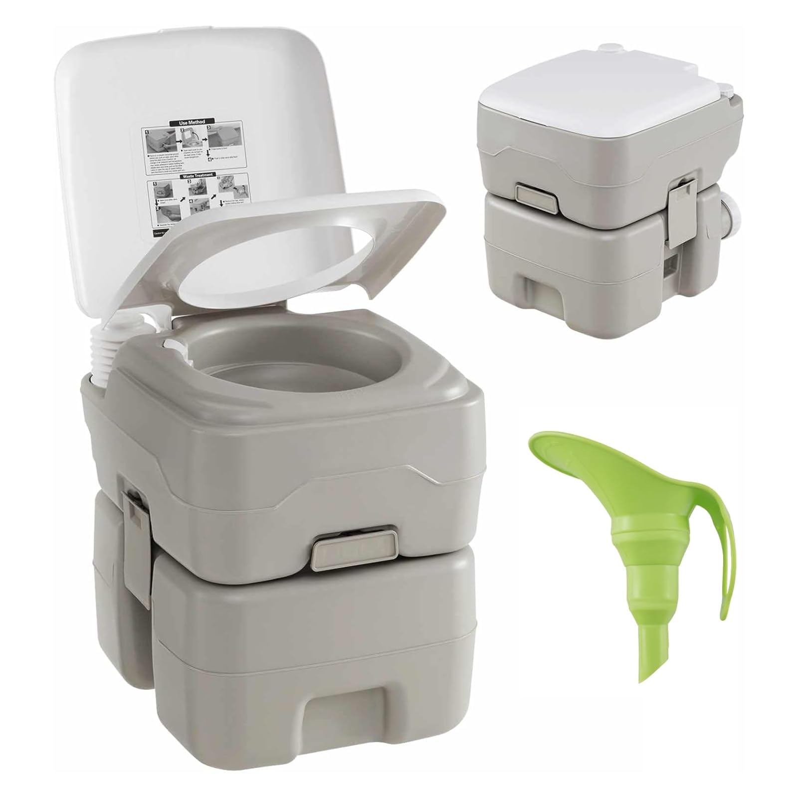 SPOTRAVEL 20L Portable Camping Toilet, Lightweight Flushing Toilet with Telescopic Funnel, Removable Tank and Level Indicator, Emergency Commode Porta Potty for Indoor Outdoor
