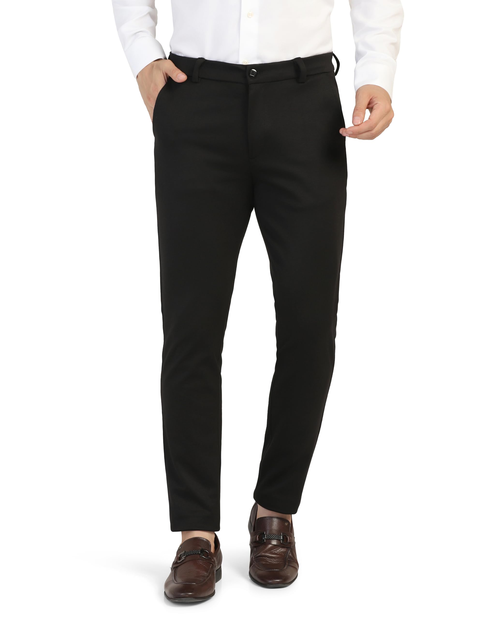 toplot Men's Slim Fit Formal Trousers | Stretchable Waistband | Smart Casual Office Wear Pants | Comfortable Tailored Fit for Business, Party (5207)-picture-53