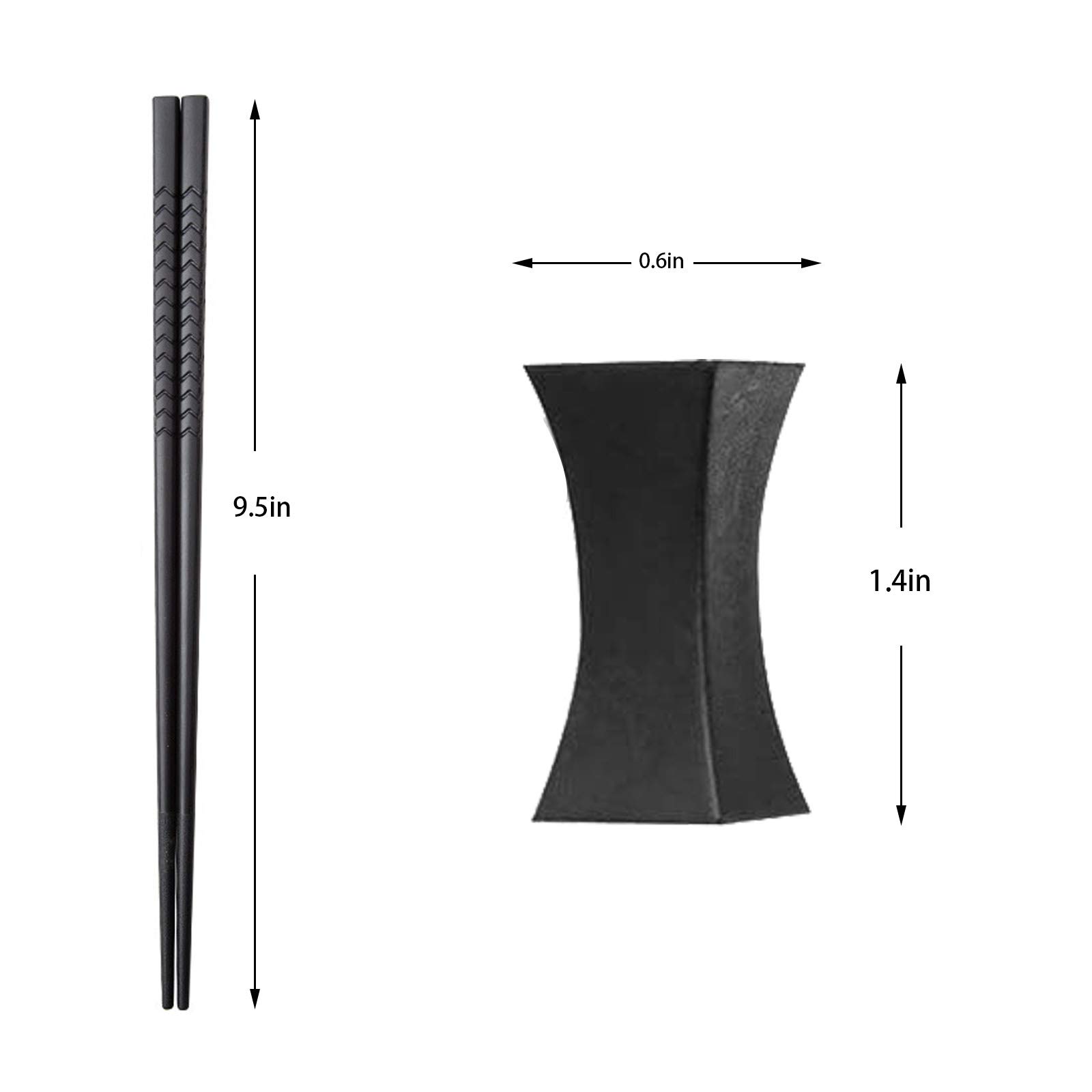 KYONANO 5 paar Japanse eetstokjes van bamboe, herbruikbare eetstokjes 23 cm, sushi stokjes, wasbaar, eetstokjes, vaatstokjes, licht antislip