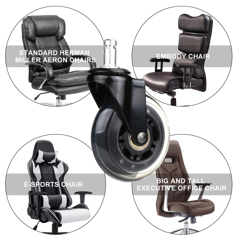 Office Chair Caster WheelsSet of 5 Heavy Duty 3" Office Chair
