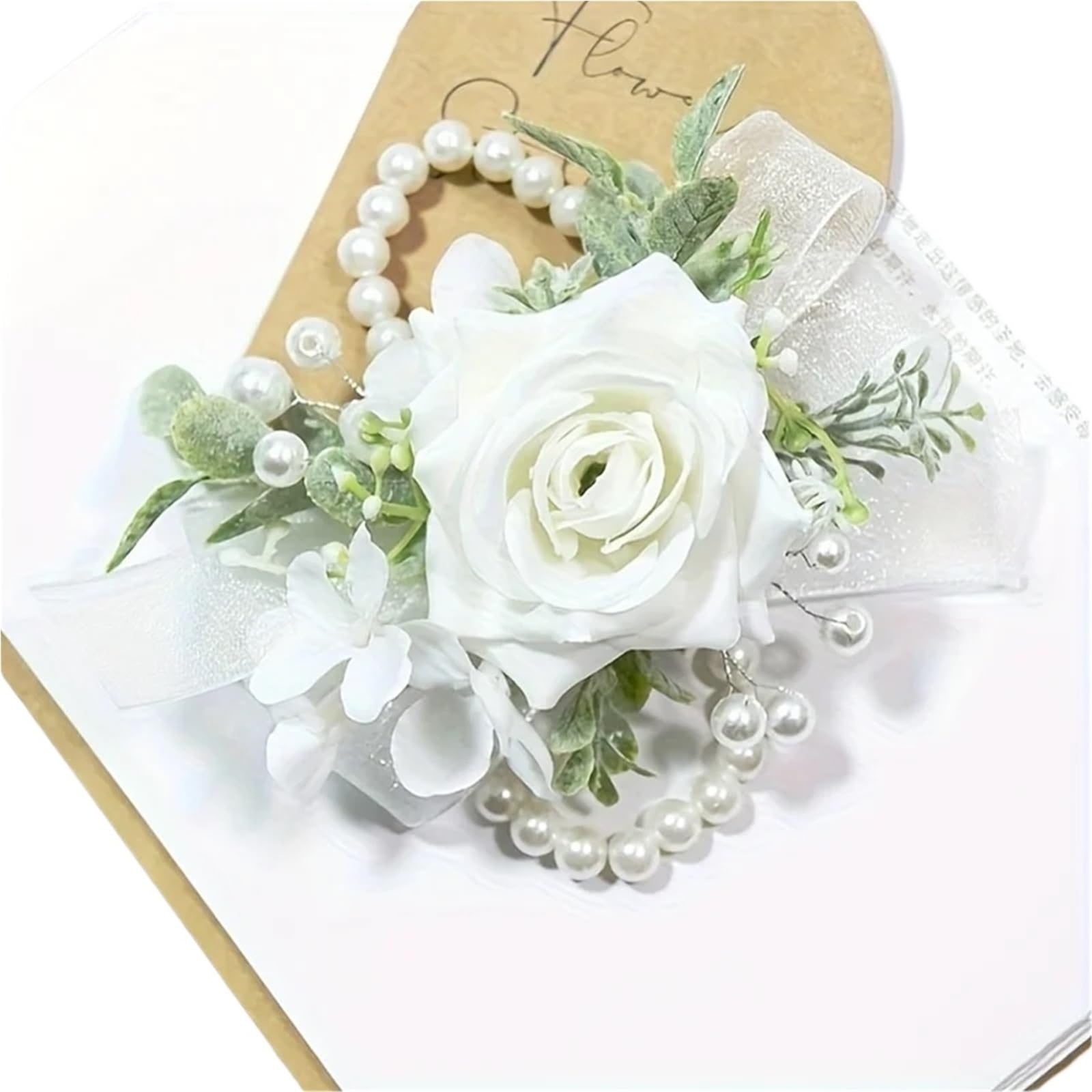 Ansteckblume BräUtigam Künstliche Rosenblüten, künstliche weiße Ansteckblume, Boutonniere, Handgelenksblumen, for Hochzeit, Geburtstag, Brautdekoration | 2pcs Set