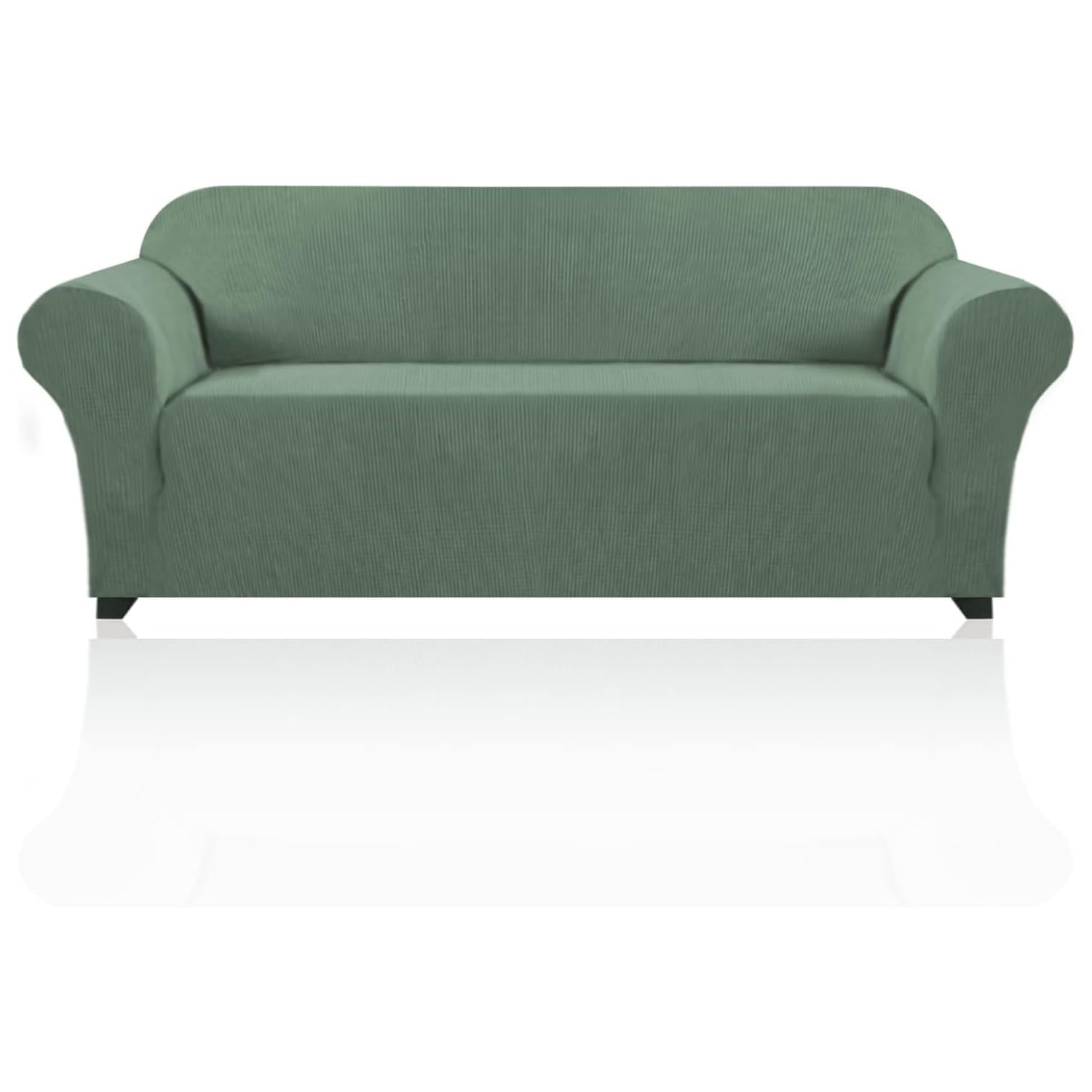 PrinceDeco Stretch Sofa Cover Slipcover Couch Covers for 3 Cushion Couch Furniture Protector Sofa Covers with Non Slip Elastic Bottom Dogs Pet Friendly Fitted(Large Sofa 90"-100",Loden Frost)