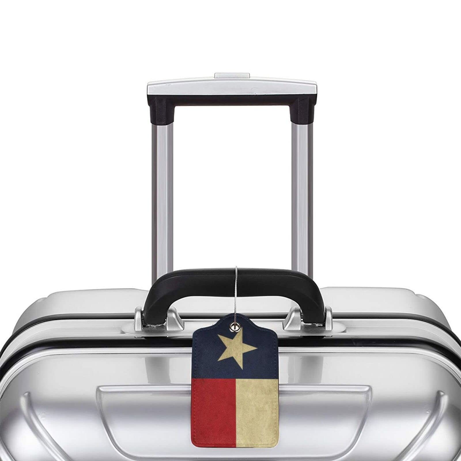 Texas Lone Star State Flag Wzór 2 szt. Etykiety bagażowe Prywatność Nazwa ID Card Etykiety bagażowe z pętlą ze stali nierdzewnej Skóra PU do walizki podróżnej