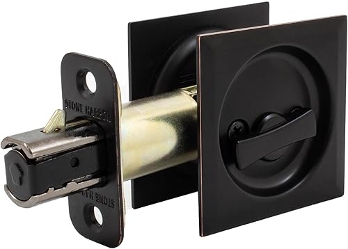 Stone Harbor Hardware Cerradura de puerta de bolsillo cuadrada contemporánea, función de privacidad, fondo de 2-38", bronce vintage