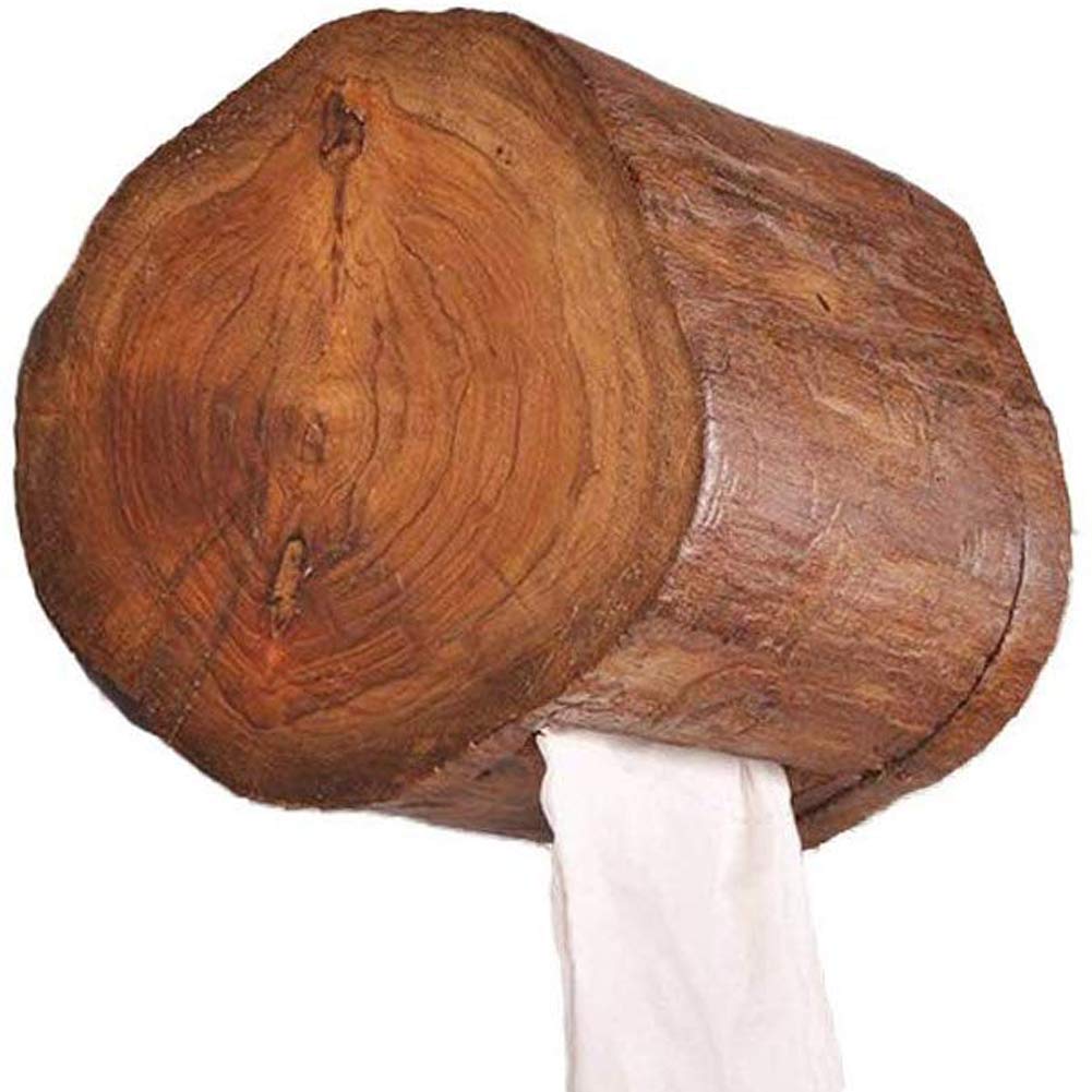 Toilettenpapierhalter aus Holz an der Wand, Seidenpapierhalter, Badezimmer Küchenrollenhalter Ständer,Braun
