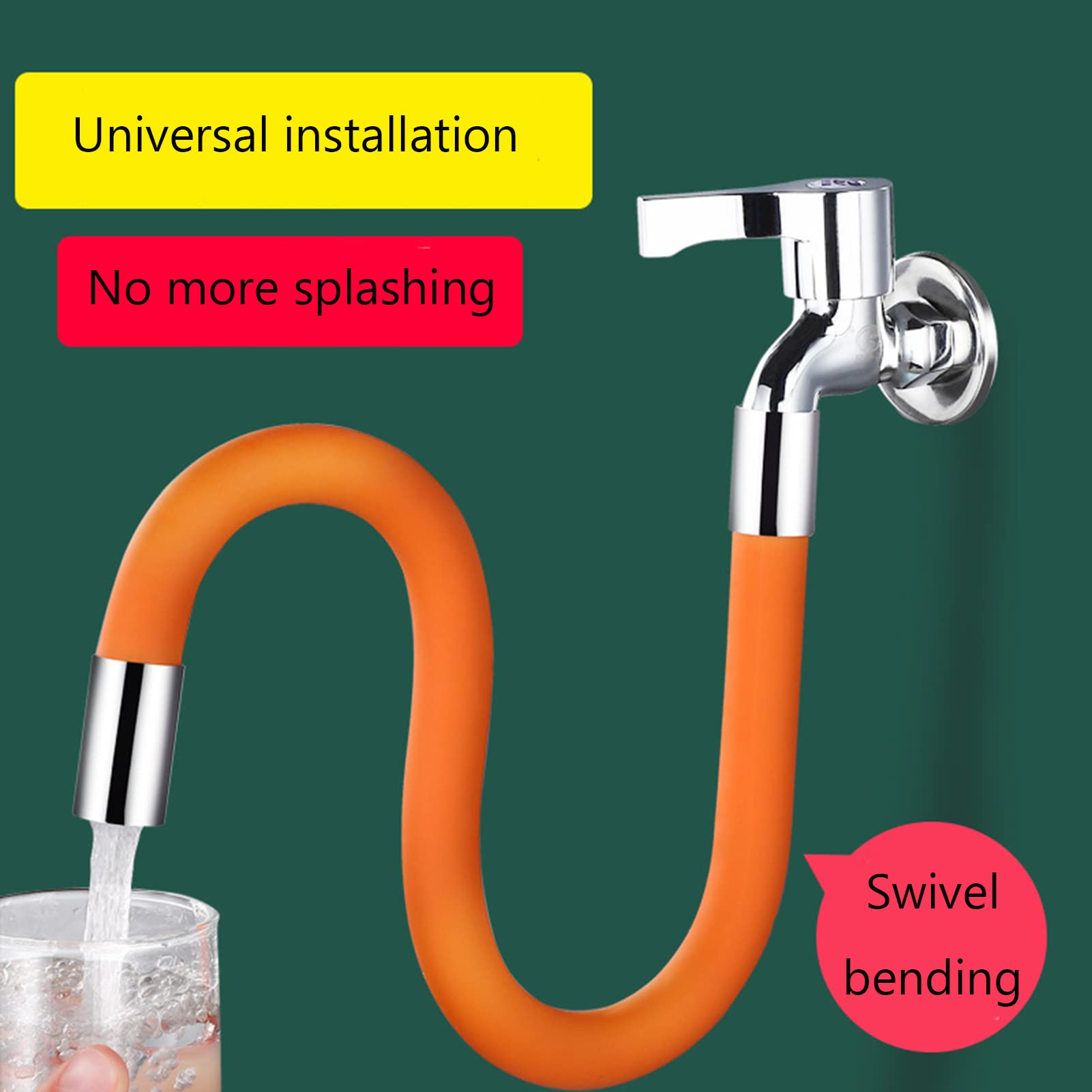Tubo Extensor Universal de 50 cm para Grifo, rociador Flexible de 360° para Fregadero, Conector de Espuma para desagüe de Cocina y baño, Color Naranja