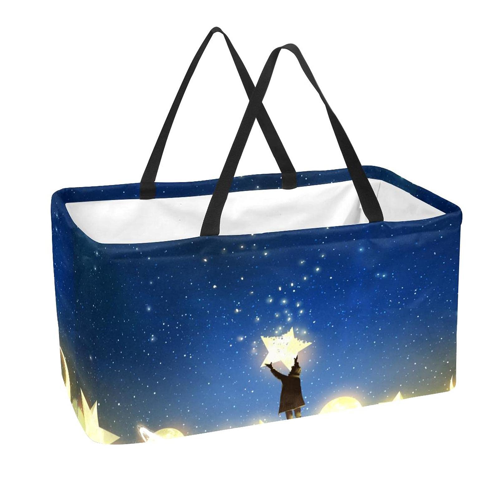 Panier de courses durable bleu ciel étoilé pliable réutilisable multicolore