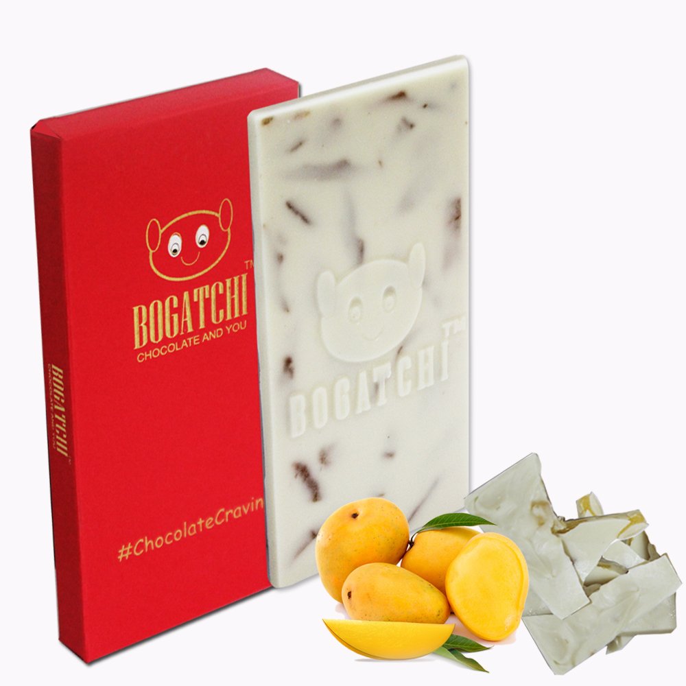 BOGATCHI Magical Mango, White Chocolate with Goodness Mango Fruit, 1 Piece, Chocolate BAR, 80g