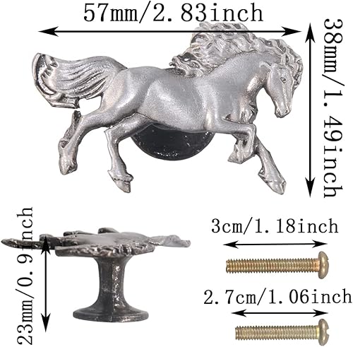 Miniatura 2 de 6 pomos en forma de caballo, manija de puerta, armario, cajón, aparador, pomos de un solo agujero, manijas para muebles de cocina, armario, armario