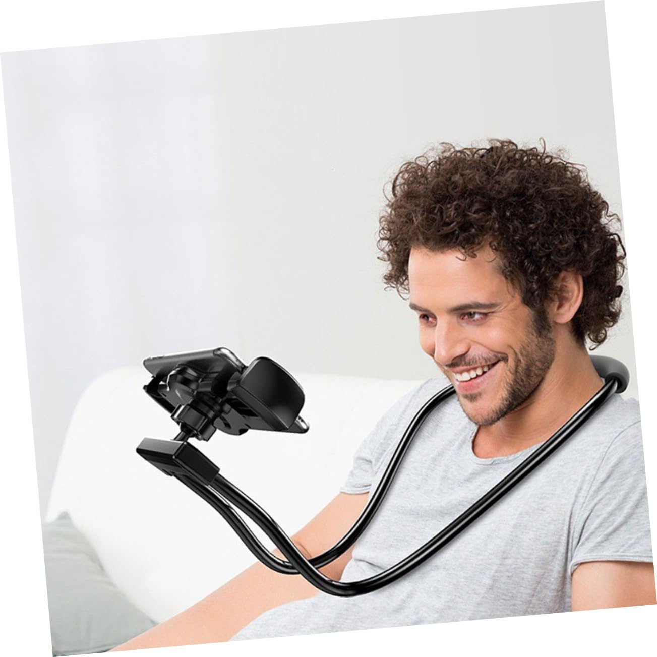 NUOBESTY Soporte Ajustable para Negro Móvil Colgante Cuello Brazo Teléfono Flexible y Material Cómodo para Tableta y Smartphone