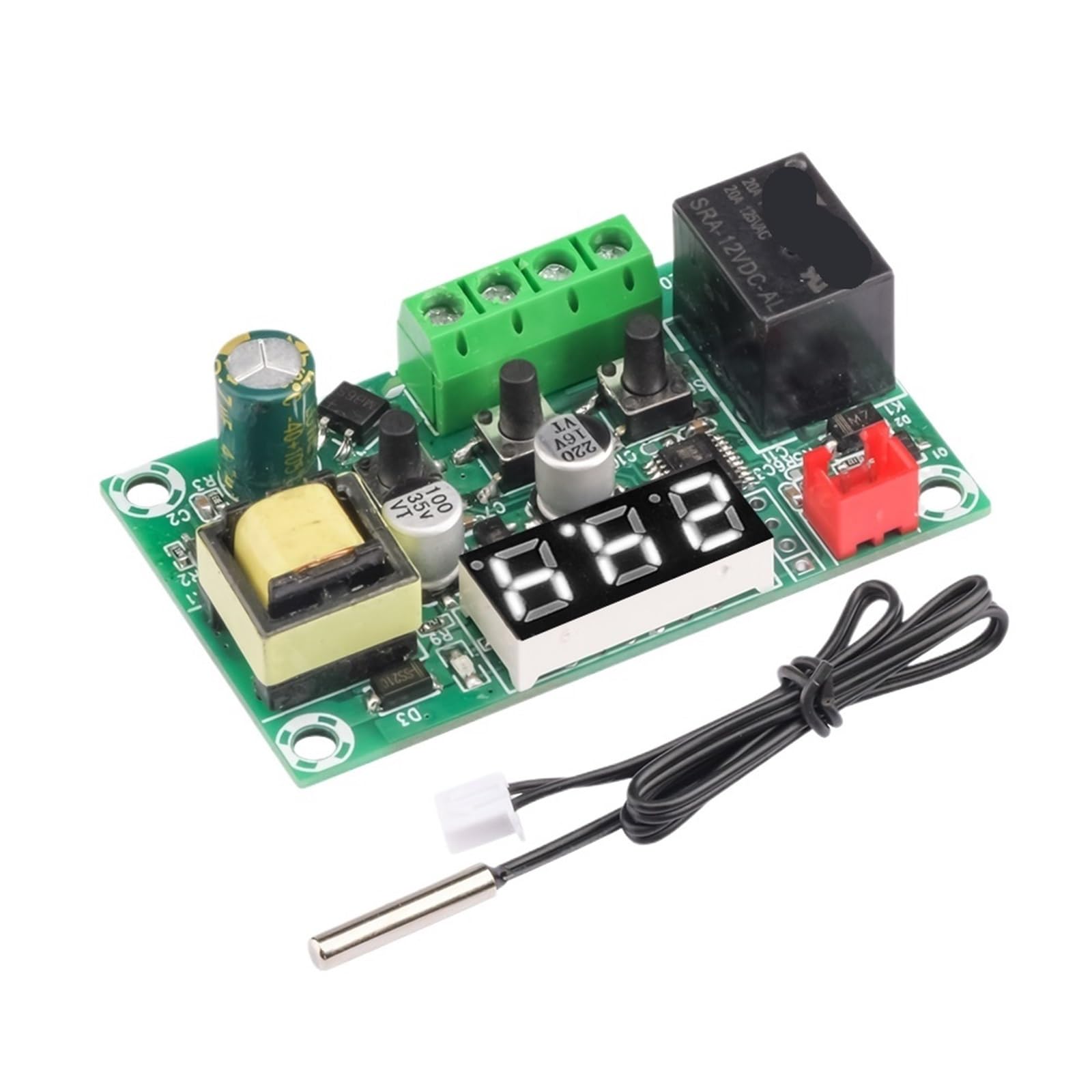 5 pezzi W1209 LED Termostato Digitale Regolatore di Temperatura Modulo Interruttore Termometro Sensore NTC Impermeabile AC 110-220V(WHITE)