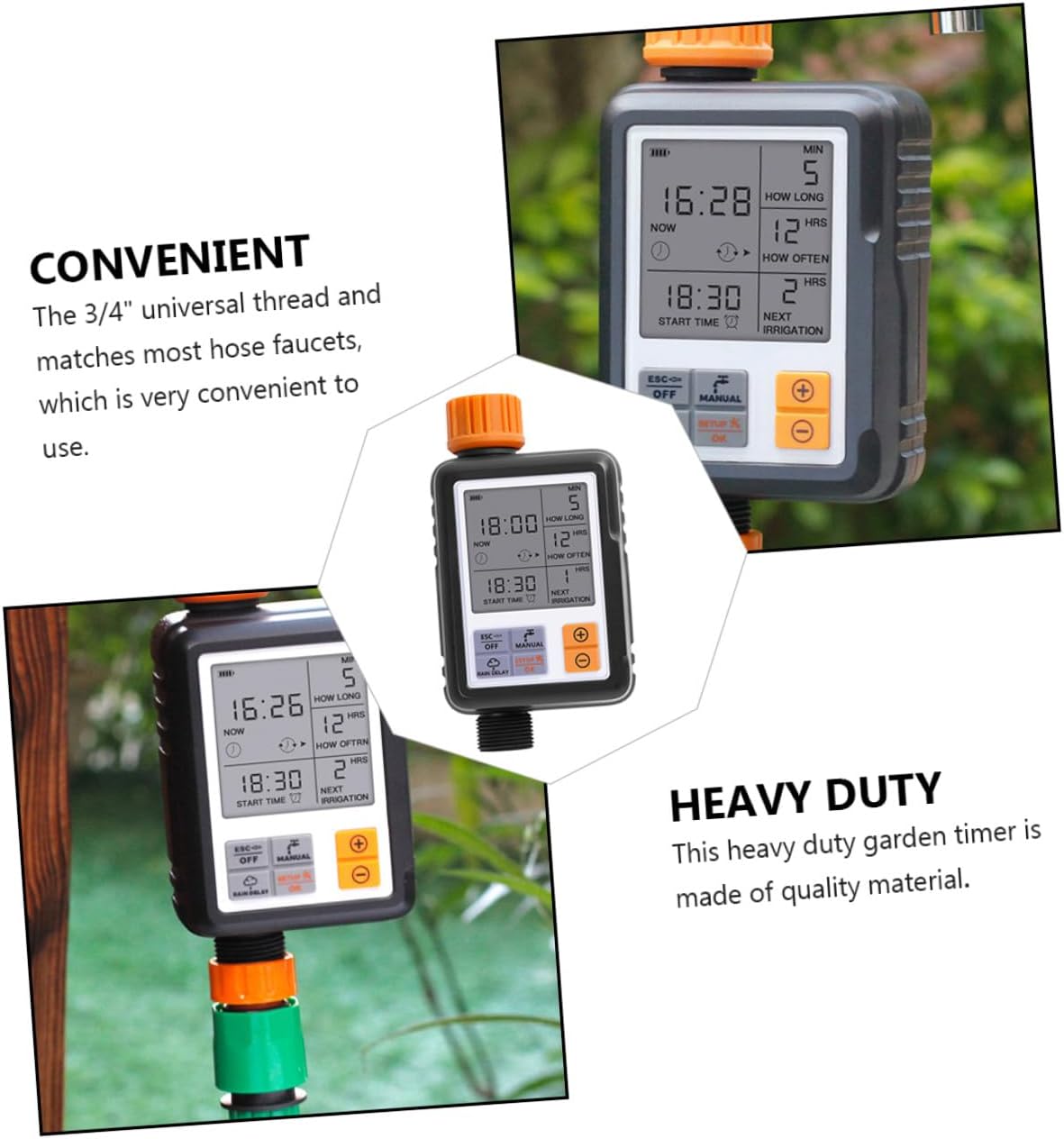 Automatic Watering Device Digital Irrigation Timer with Large LCD Screen and Lock Single Outlet Controller for Garden Hose Sprinkler and Drip Irrigation Systems High Pressure