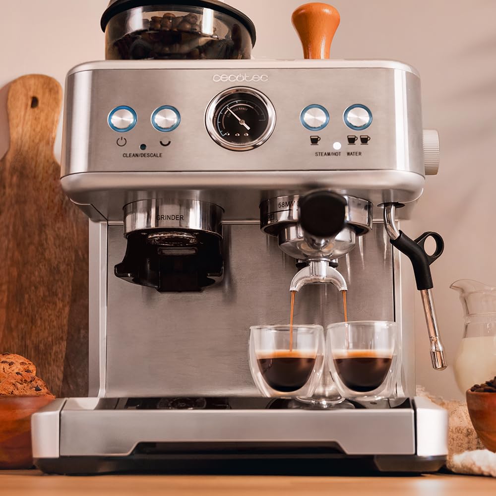 Cecotec Barista Power Espresso 20 Barista Maestro Express Kaffeemaschine 2250 W 20 Bar Manometer 2 Thermoblöcke Mahlwerk 20 Stufen