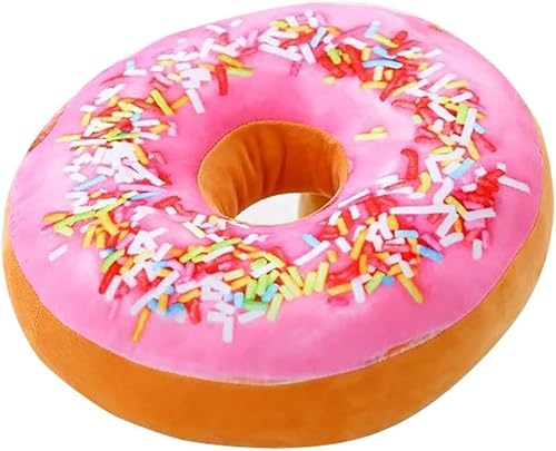 Maomoto Coussin rond en forme de donut 3D - 40 cm - Doux - Rembourré - Pour décoration d'intérieur, cadeau pour enfants (rose)