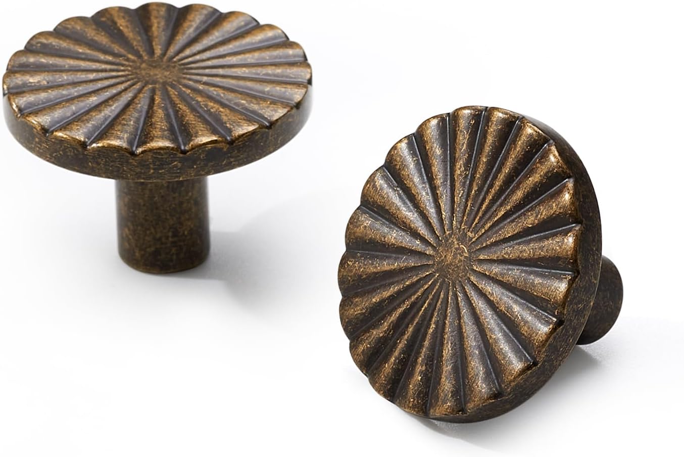 Solid Brass Cabinet Knobs 10 Pack – Brushed Gold Drawer Pulls for Kitchen, Closet, Dresser & Bathroom, Decorative Round Hardware for Furniture & Cabinets with Screws Included