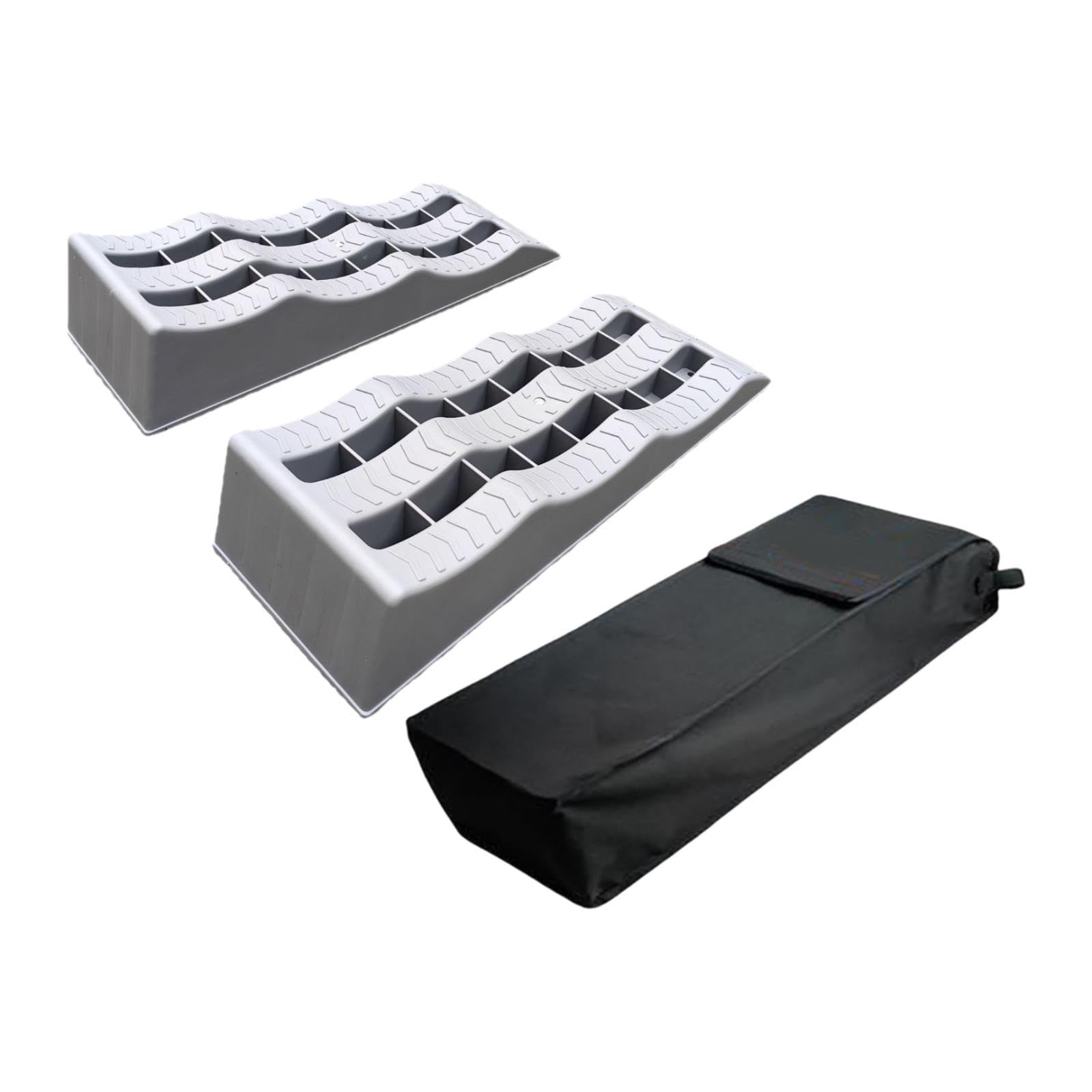 2 Piezas para Neumáticos Calzos Alfombrillas Antideslizantes Protectores de Rueda Material Resistente con Gran Soporte de Carga y Estabilidad, Gris