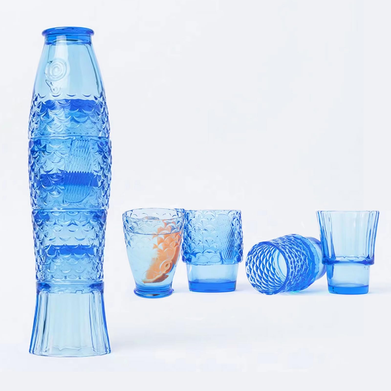 Koi Fish Design Stapelbare Drinkglazen Set Van 4 - Gekleurde Nautische Vis Glazen Voor Huisdecoratie