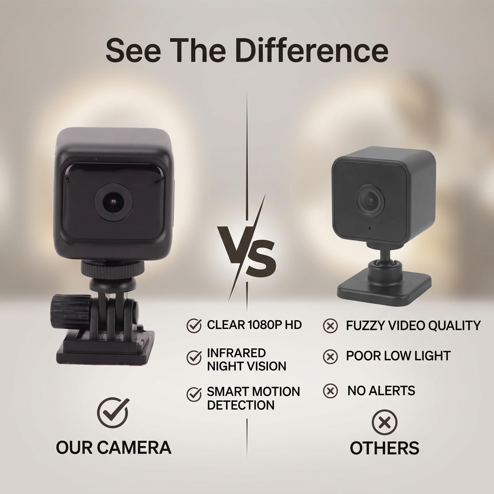 Sxhlseller Telecamera di Sicurezza Interna 1080P per il Monitoraggio | Visione Grandangolare di 130°, Avvisi di Rilevamento del Movimento, Visione Chiara di Giorno e di Notte, Connessione WiFi a