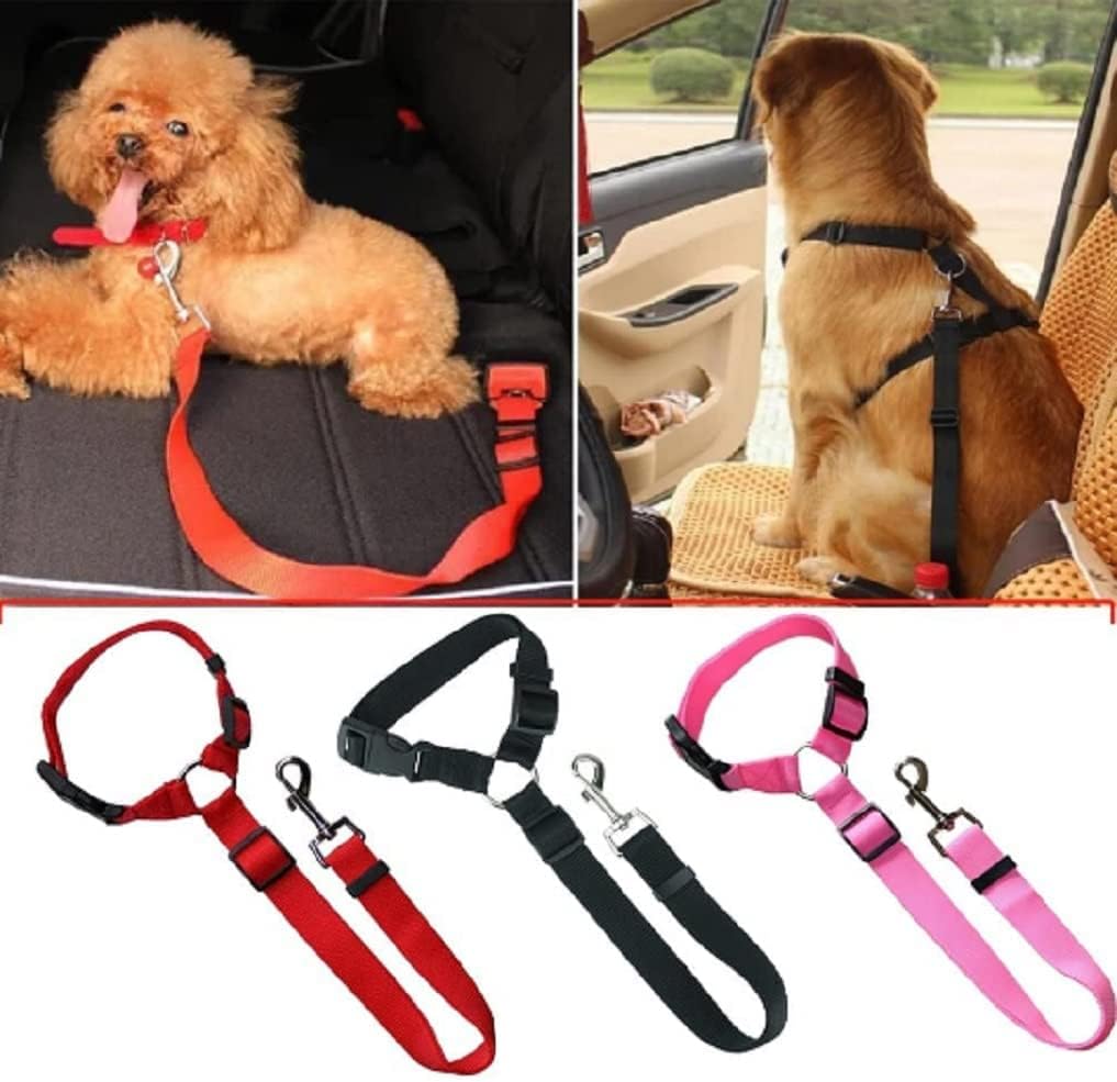 GUAGLL 3pcs Dog Car Safety Belts, Adjustable Portable Dog
