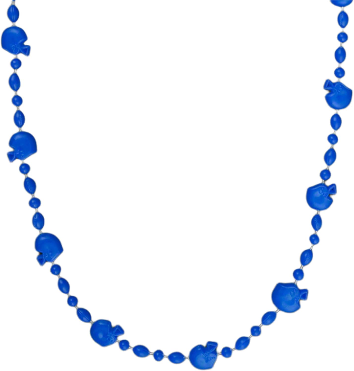 Football Helmet Bead Necklaces Non Metallic Blue Pack of 12