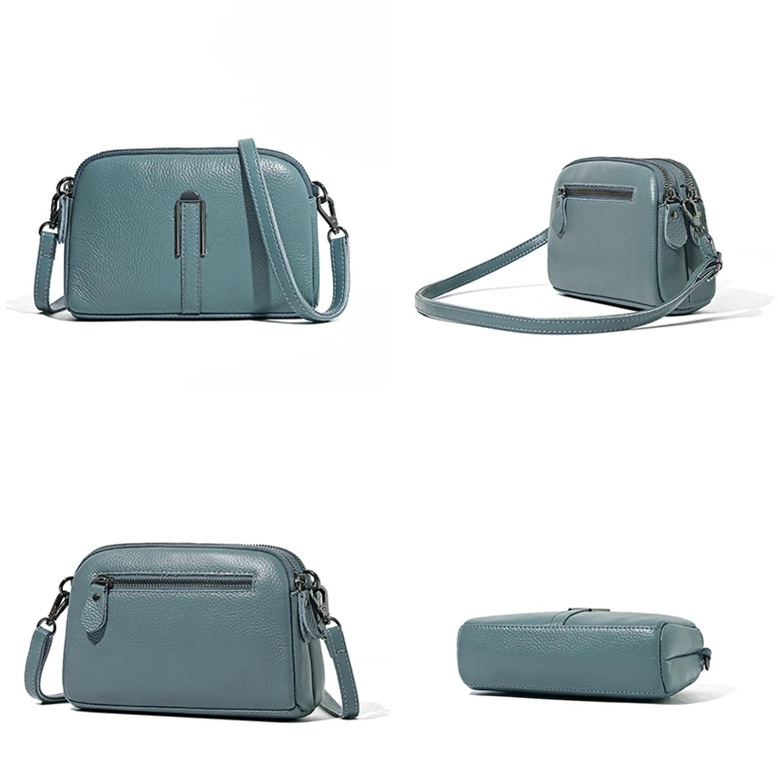Bolso de Cuero Genuino for Mujer, Bandolera for Mujer, Bolso de Mano de Color sólido for teléfono, Bolso de Hombro, Bolso de Mensajero Adecuado para Viajar, Fiesta, Trabajo(Brown)