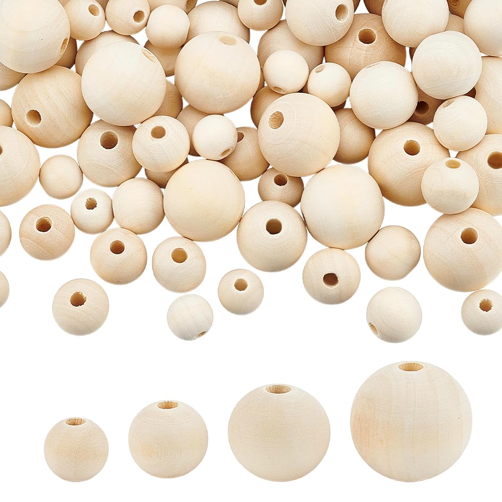 Perles rondes en bois brut haut de gamme OLYCRAFT, perles à grand trou pour bijoux et design