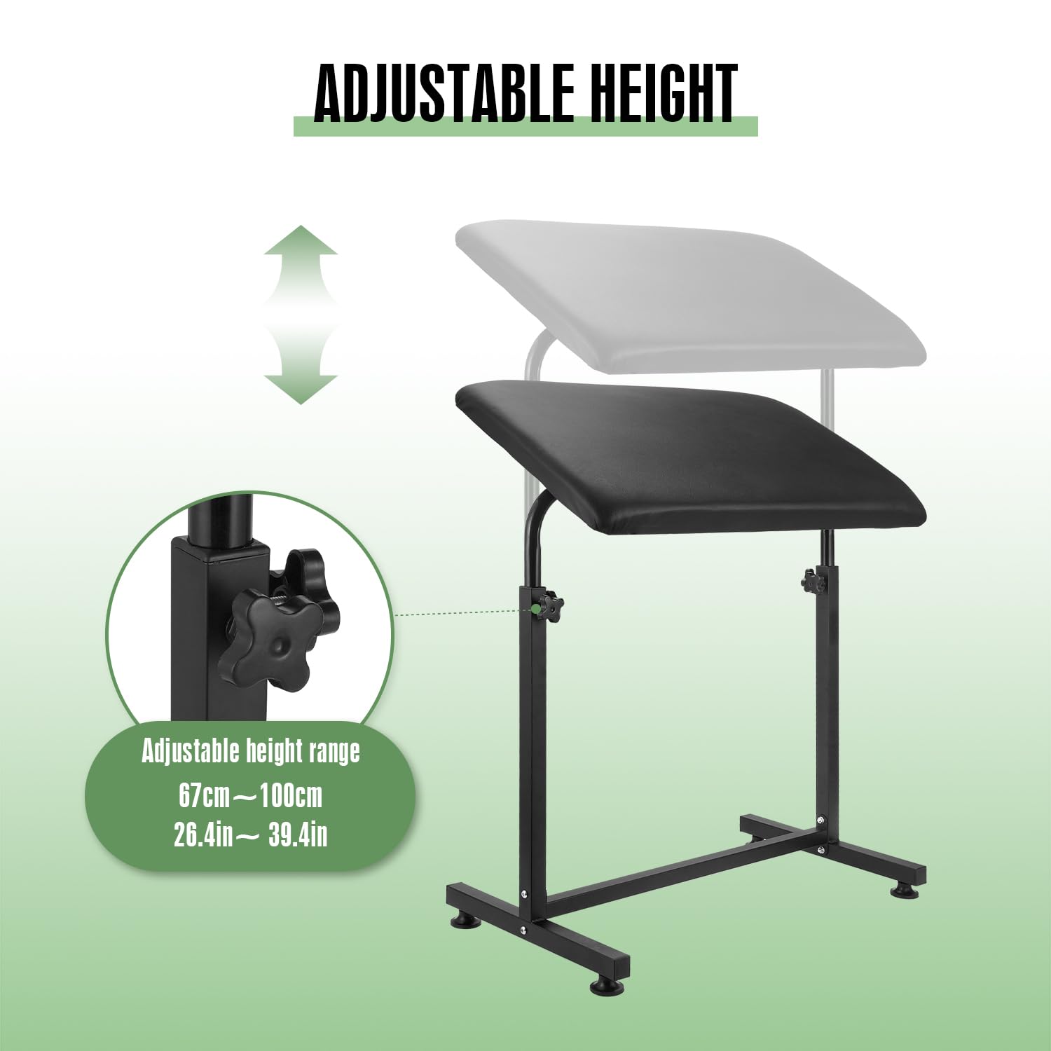 Bambooshoot Professional Tattoo Armrest - Adjustable Height & 340° Rotation, Sturdy Steel Frame & Comfort Sponge Pad for Studio/Salon Use