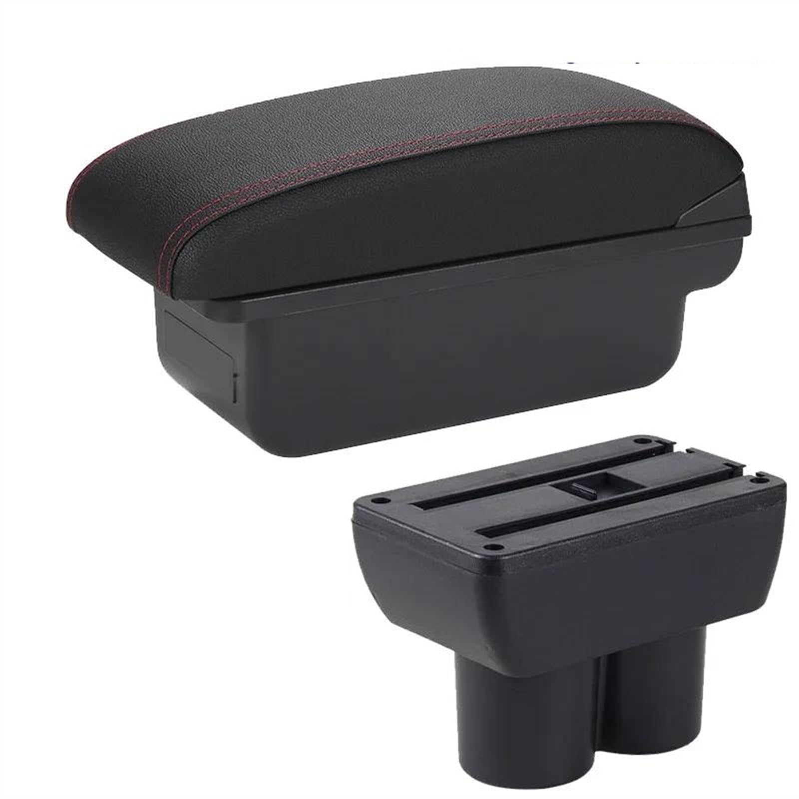 NOHEEU Car Armrest Box 1999-2017 Retrofit Parts Arm Storage Accessorie For Jimny JB23 JB43(C1 Black red NO USB)