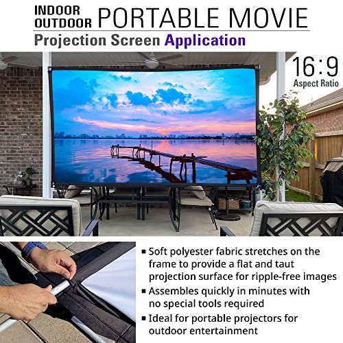 Image of Akia Screens 125 Inch Portable Projector Screen with Stand, 16:9 HD Front Rear Projection, Foldable Indoor Outdoor Movie Screen with Carry Bag - AK-OPS125H-X