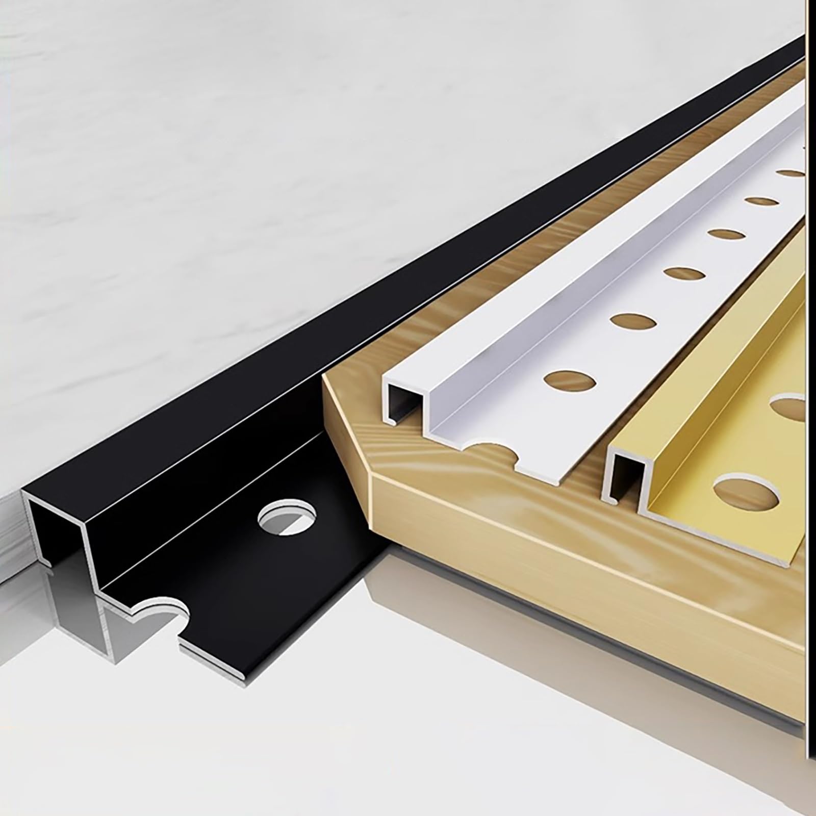 Perfil Angular para Baldosas 125 Cm* 2 Piezas Tira De Aluminio Anodizado Resistente Al Agua Y A La Humedad Perfil De Esquina para Bordes Limpios Y Acabado Sin Costuras(Gold,W:10MM)