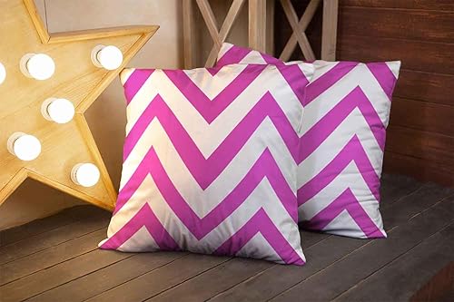 Juego de 2 fundas de almohada de 20 x 20 pulgadas, diseño geométrico con flechas hacia arriba, color rosa y blanco, fundas de almohada para sala de