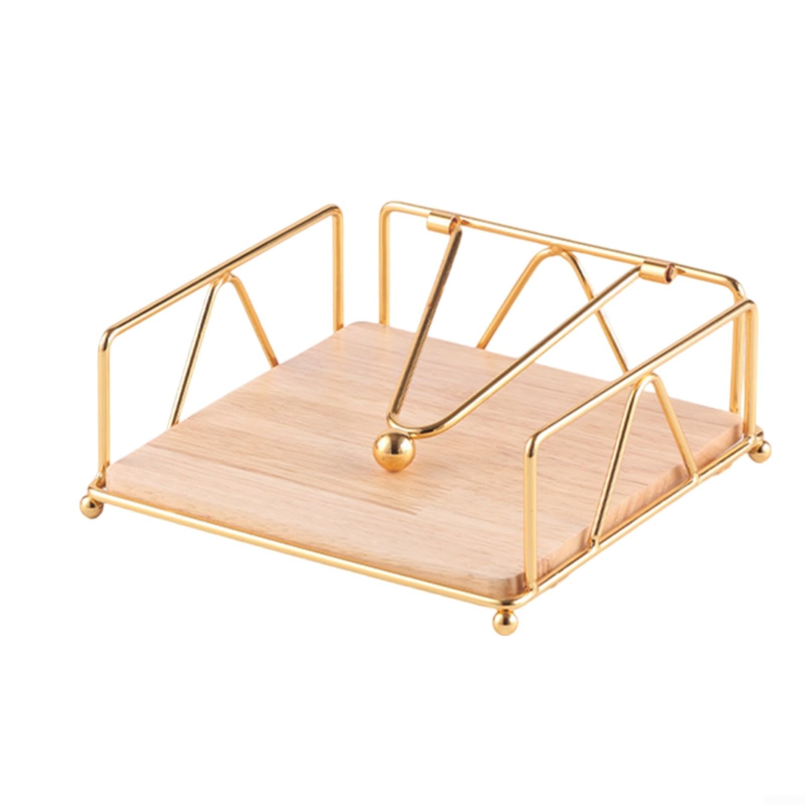 Servilletero de madera, perfecto para mesas de cocina, encimeras y más Servilletero de mesa cuadrado de metal y madera con barra pesada Servilletero de papel para mesa(dorado)