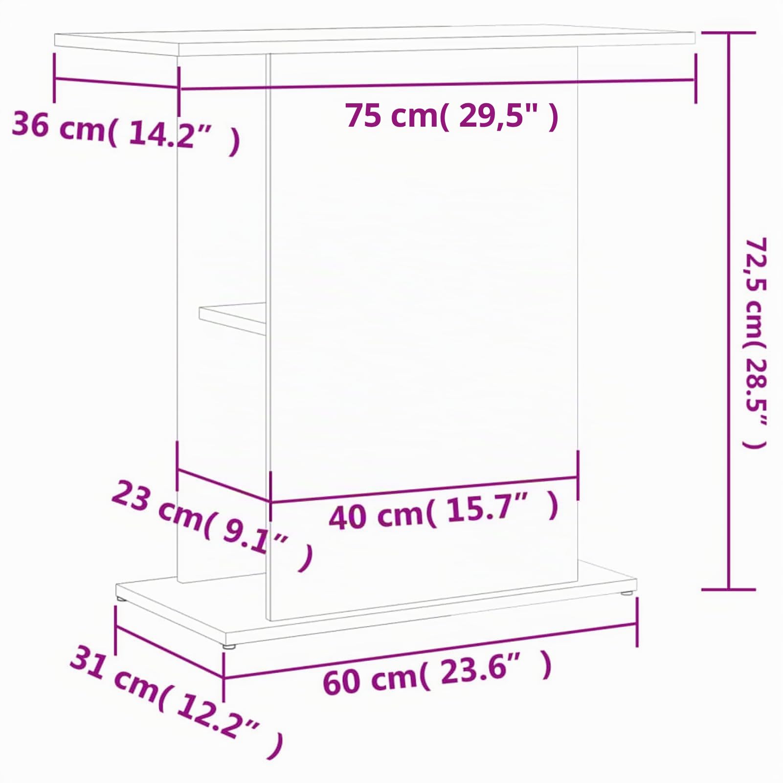 Rantry Aquariumständer Aquarium Unterschrank Aquarien Schrank, Aquarium Tisch mit Stabiler Oberplatte, Aquariumschrank für Sicheren Stand Weiß 75x36x72,5 cm Holzwerkstoff