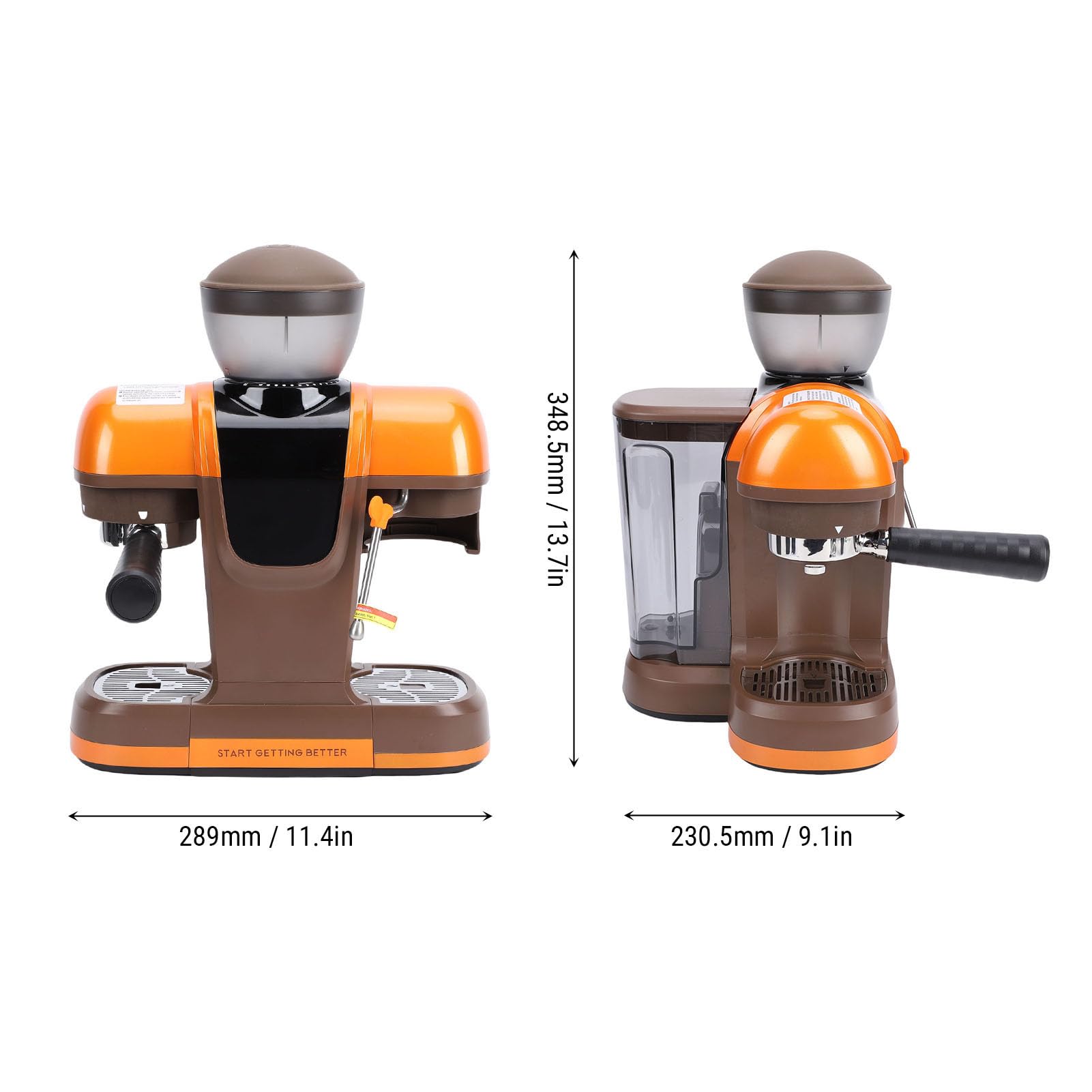 TARSHYRY Semiautomática con Varilla de, Presión de 19 Bares, Gran Capacidad de 800 Ml, Molinillo Integrado, Prensador y Portafiltro de 58 Mm para Uso Doméstico y de oficina. (Enchufe de la UE)