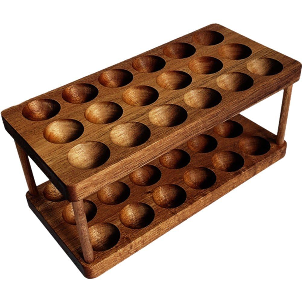 Soporte De Madera para Huevos De Doble Capa, Organizador De Bandejas para Huevos De Cocina De Granja, Estante De Almacenamiento De Huevos Frescos De 2 Niveles para Encimera