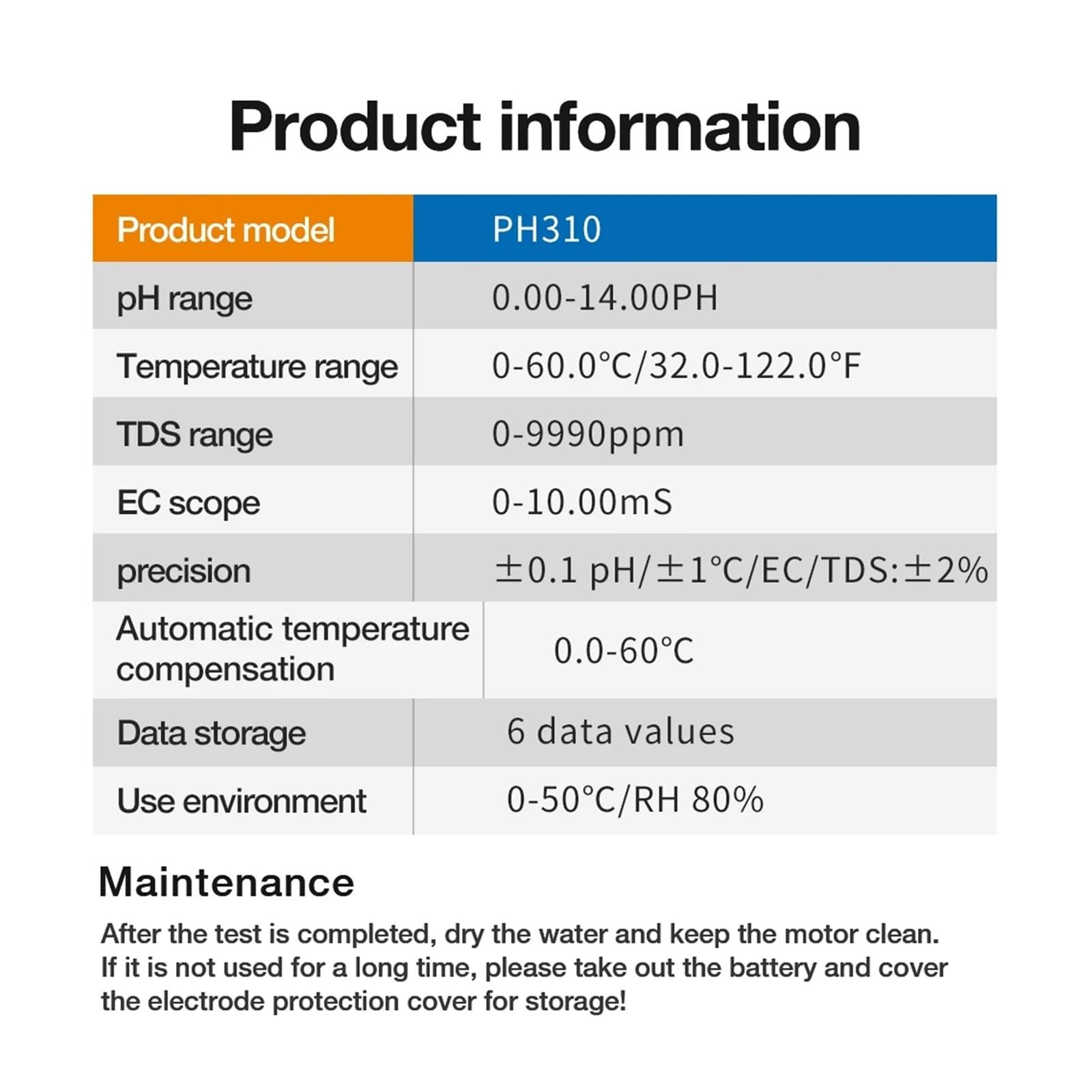 Testeur de qualité de l'eau 4 en 1, pH, température, EC, ORP, conductivité, détection hydroponique avec sonde à 2 électrodes -100