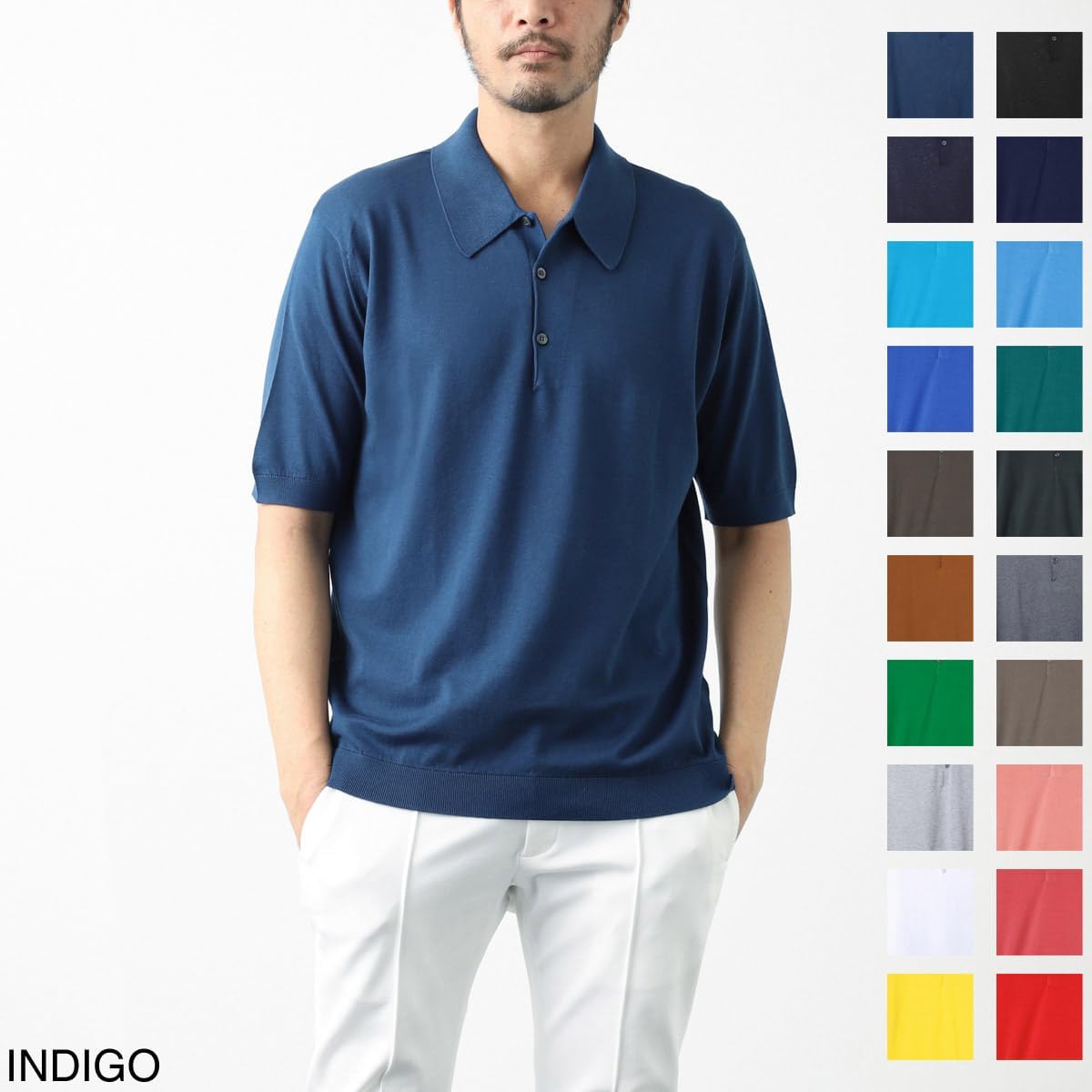 ◾️美品 ジョンスメドレー シーアイランドコットン ニットポロシャツ M ネイビー JOHN SMEDLEY】ジョンスメドレー 90年代 シーアイランドコットン